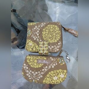 Vera Bradley Brown and Yellow Women's wallet Set